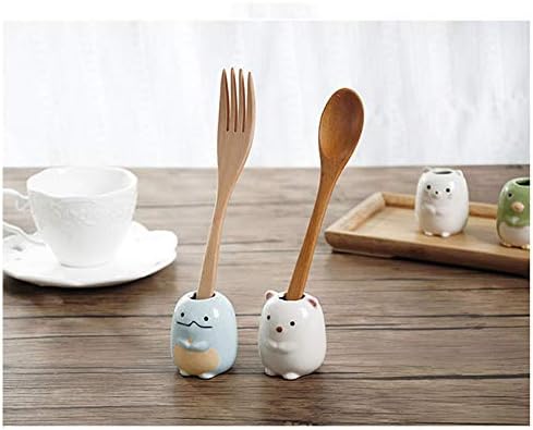 Tegg Mini Toothbrush Holder 4PCS Cute Animal Ceramic Mini Tooth Brush Holder Stand Bathroom Multipurpose Storage Organizer Cotton Swabs Holder