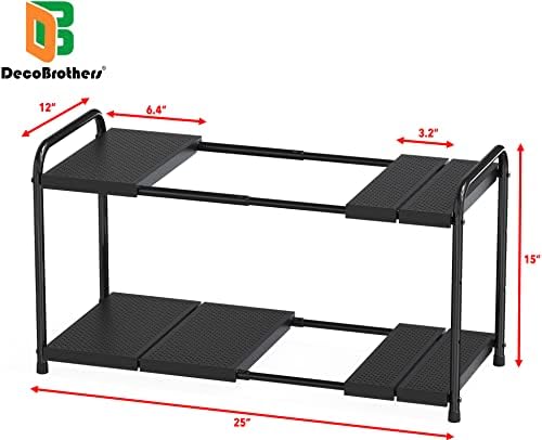 Deco Brothers Under Sink 2 Tier Expandable Shelf Organizer, Black