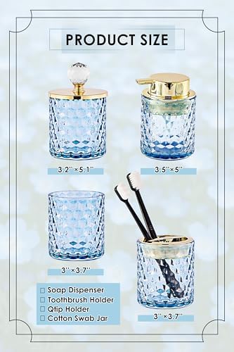 Britimes Bathroom Accessories Set of 4, Blue Glass Complete
