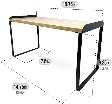 Mitus Stacking Wood Shelf Organizer, Counter Cabinet Storage Rack, 16 inch