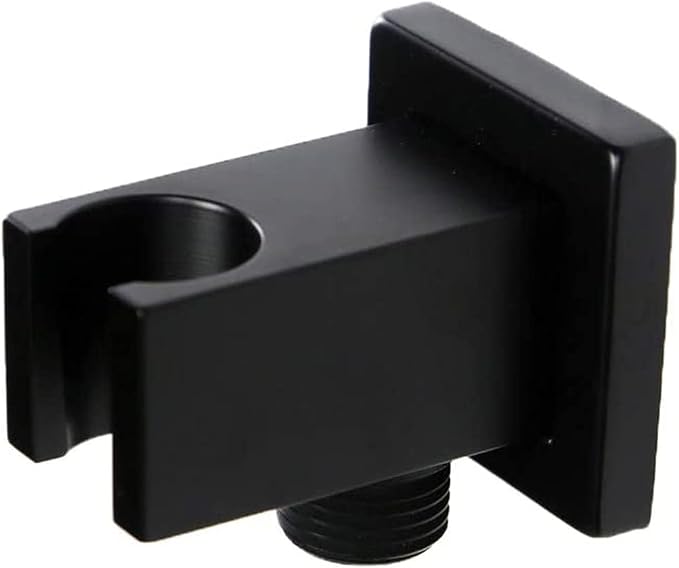 Shower Wand Holder Wall Mount Hand Held Shower Head Holder with Hose Connector for Shower System Faucet Set Shower Elbow Handheld Shower Handle Sprayer Holder Bracket Shower Hose Adapter Matte Black