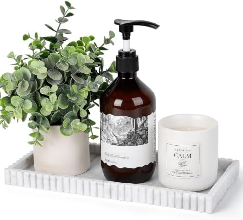 Silicone Bathroom Tray Vanity Tray Kitchen Counter Decor, Large, Marble