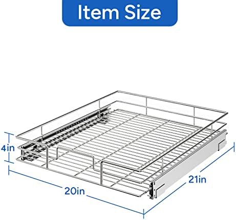 ROOMTEC Pull Out Cabinet Organizer, Cabinet Pull Out Shelves 20" W x 21" D, Heavy Duty Cabinet Drawers Slide Out Kitchen Cabinet Organizers Storage Shelf