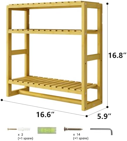 Galood Over The Toilet Storage Bathroom Shelves Wall Mounted 3 Tier Yellow