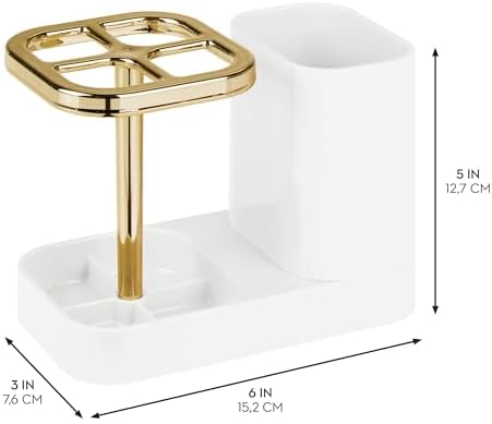 iDesign Toothbrush Holder, White/Gold