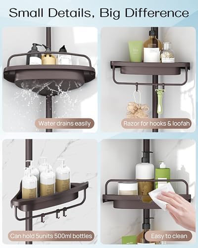 Corner Shower Caddy Tension Pole for Shampoo Holder, Stainless Steel Rod
