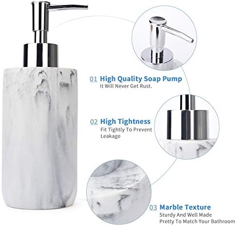 L'ARL GMVOI Bathroom Accessories Set,4 Pieces Marble Bathroom Vanity Countertop Accessory Set with Bathroom Toothbrush Holder Set,Soap Dispenser,Tumbler,Soap Dish for Bathroom Home Decor