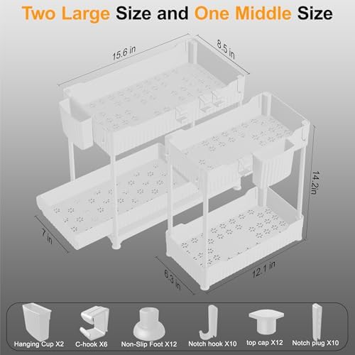 Sevenblue 3-Pack 2-Tier Under Sink Organizers with Sliding Drawers