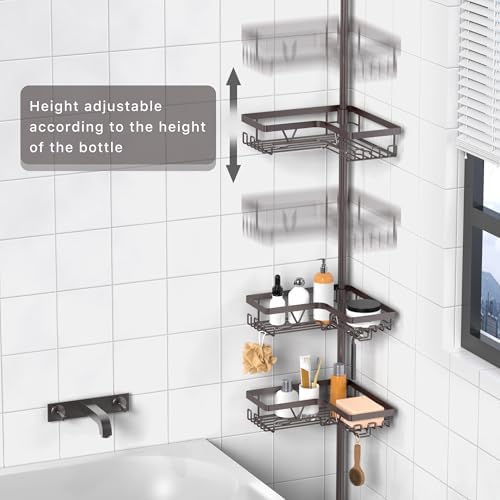 KEGII 4-Tier Corner Shower Caddy Tension Pole, Bathroom Shelf, Bronze
