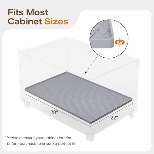 TRZZ Waterproof Under Sink Mat, 28"x22", Drip Tray Shelf Liner, Light Grey