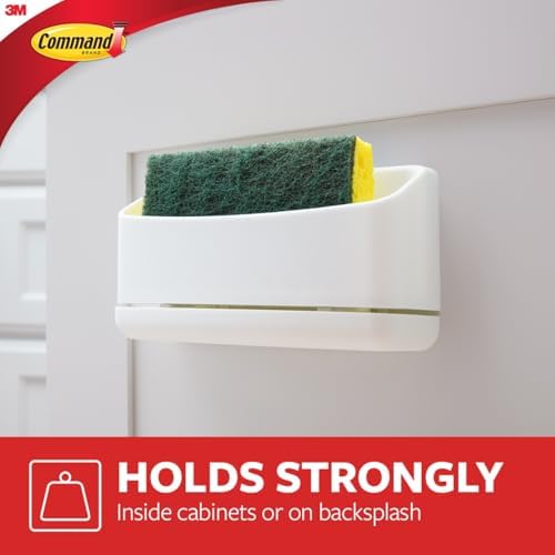Command Under Sink Sponge Caddy, Total 2 Sponge Holders with 8 Command Strips, 2 Pack of 1 Caddy, Organize Damage-Free