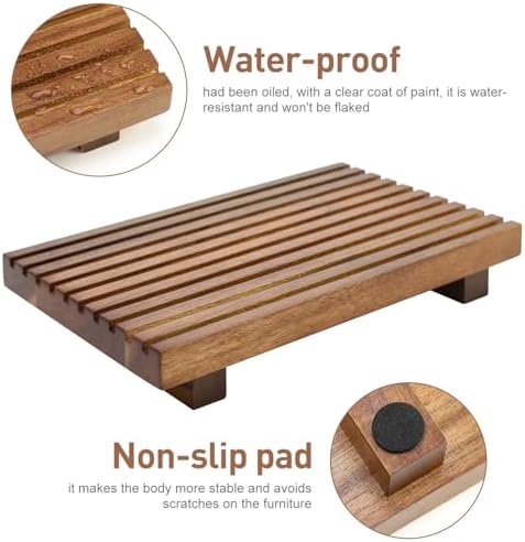 Acacia Wood Risers for Bathroom Tray Kitchen Counter Decor Sink Soap Dish