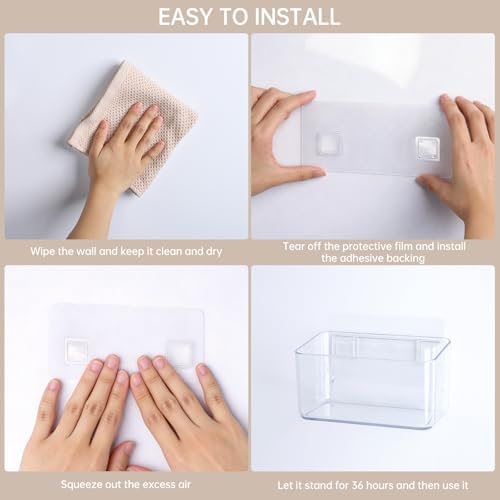 PAVSTINE 2 Pack Clear Shower Shelf, Adhesive Bathroom Shower Shelves