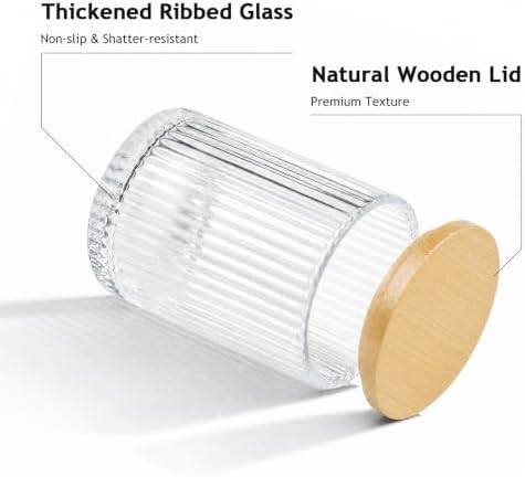 SheeChung 2 Pack Glass Apothecary Jar with Natural Bamboo Lids