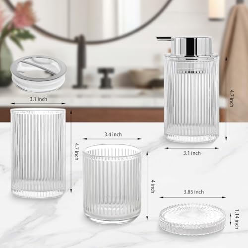 4pcs Clear Glass Bathroom Accessories Set