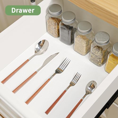 Shelf Liners 24 inch x 20 ft Shelf Liners for Kitchen cabinets nonstick Shelf Lining Drawer Mats EVA Protector for Cupboard (White,24 inch x 20 ft)
