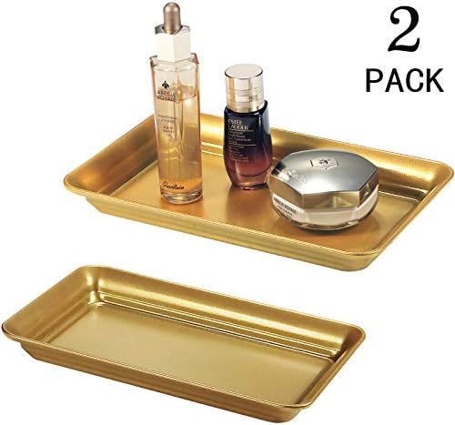 SheeChung Metal Vanity Tray, Bathroom Tray for Perfume Makeup Jewelry, Gold