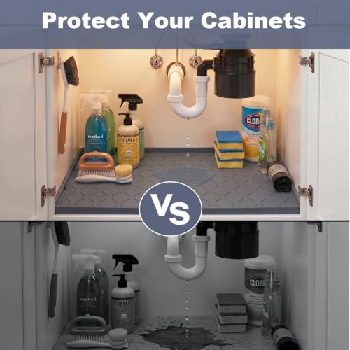 Extra Thick Under Sink Mat Waterproof with Raised Edge 19" x 22"
