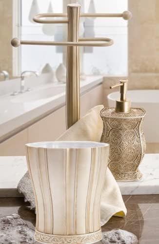 Creative Scents Victoria Beige Bathroom Trash Can Wastebasket 1.3 Gal / 5L