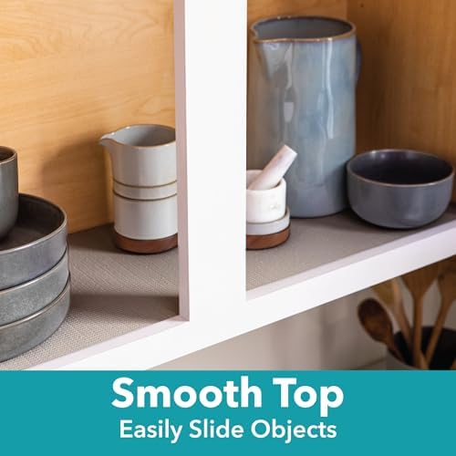 Smooth Top EasyLiner for Cabinets & Drawers, Easy to Install, Shelf Paper & Drawer Liner Non Adhesive, Non Slip Shelf Liner for Pantry, Kitchen Essentials, 20 in x 6 ft (6 Pack), 36 ft, White