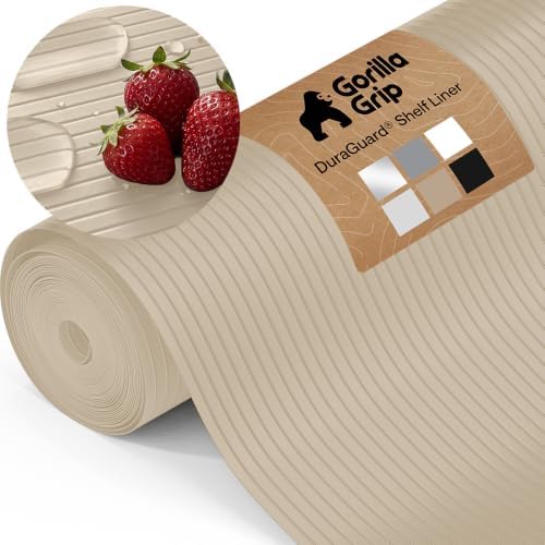GORILLA GRIP Shelf Liner, Non-Adhesive Cabinet Liners, 24"x30' Beige