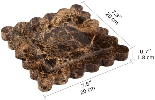 Square Marble Decorative Tray, Dark Brown, 8 * 8