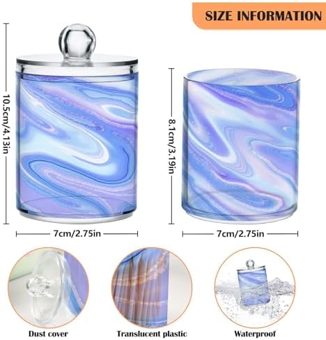 MNSRUU 4 Pack Qtip Holder Organizer Dispenser Liquid Shiny Blue Bathroom Containers Bathroom Vanity Storage Canister Apothecary Jars for Cotton Swabs/Pads/Floss