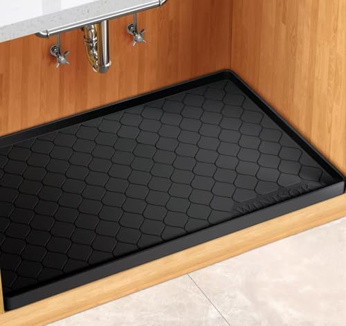 Winisok Waterproof Under Sink Mat 40" x 19", Silicone Mat, Black