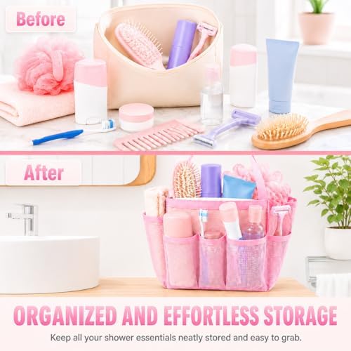 Mesh Shower Caddy Portable - 9 Pockets for College Dorm Room Essential