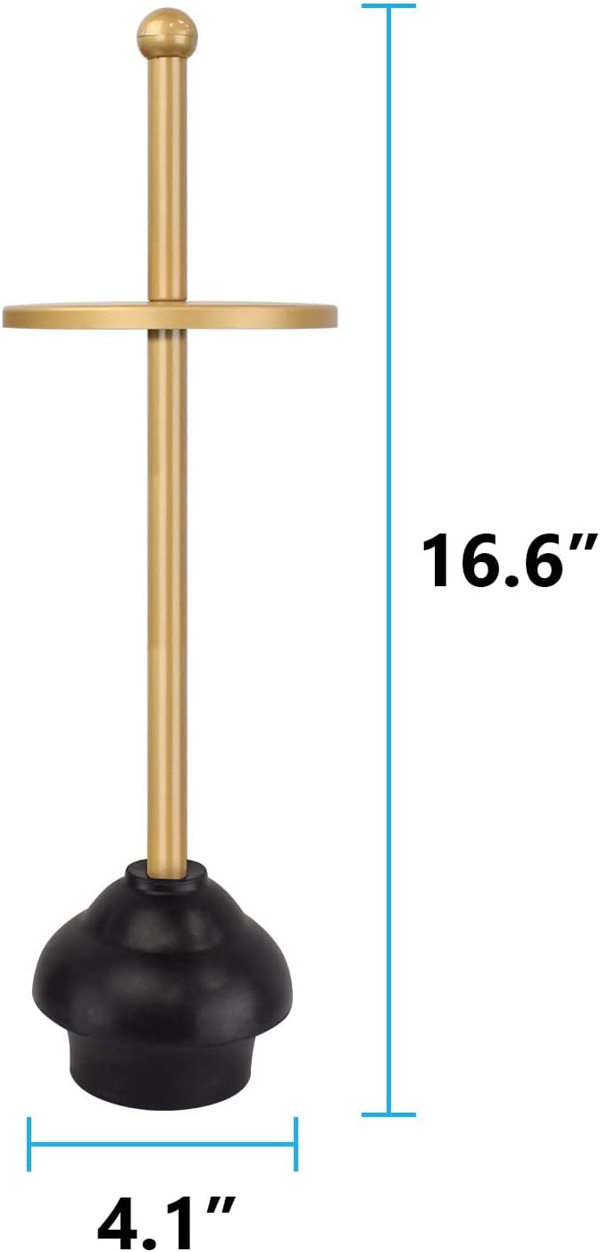 Blue Donuts Toilet Plunger with Holder for Bathroom, Multi Drain Suitable Also for Bathtubs, Quick Dry, Gold