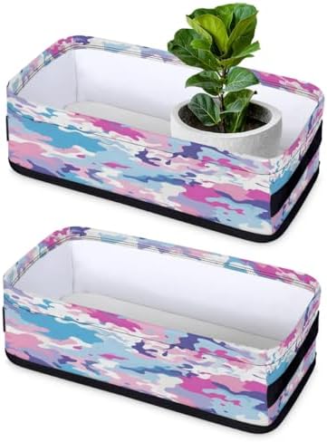 Storage Basket Set of 2 Colorful Camo Small Baskets for Organizing Fabric Storage Baskets with Handles for Shelves Bathroom Toilet Tank Top