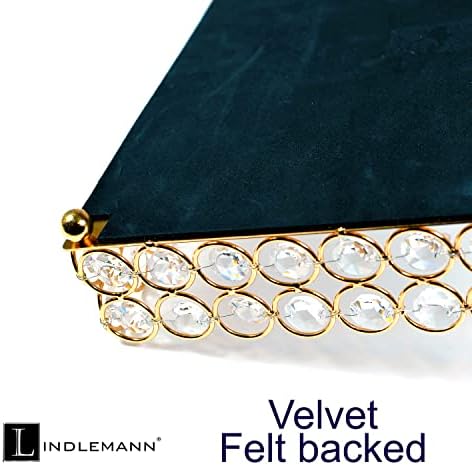 Heart Shaped Decorative Tray Metal Crystal Vanity Trays Glass Mirror Perfume Organiser Makeup Jewelry Trinket Holder for Party & Holiday Home Decoration (Heart, 11in, Gold)
