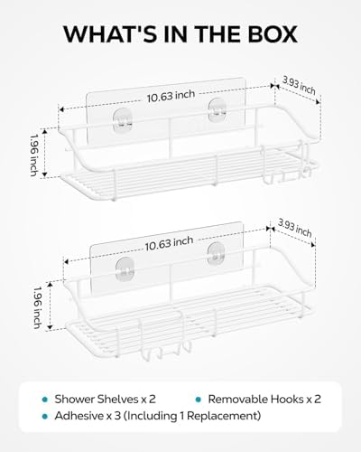 Nieifi Shower Caddy Adhesive, Shower Shelves, Shampoo Holder for Bathroom