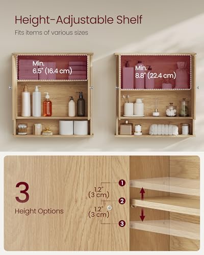 VASAGLE Bathroom Cabinet with Mirror, Wall-Mounted, 2 Mirrored Doors