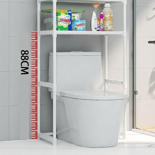 3-Tier Over the Toilet Storage, Metal Bathroom Shelve, Over Toilet Bathroom Organizer Storage Rack, Space Saver Freestanding Shelf for Restroom Laundry Balcony Room