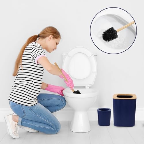 XLHOMO Blue Bathroom Set, Blue and Gold Bathroom Accessories Set, 9 Pieces