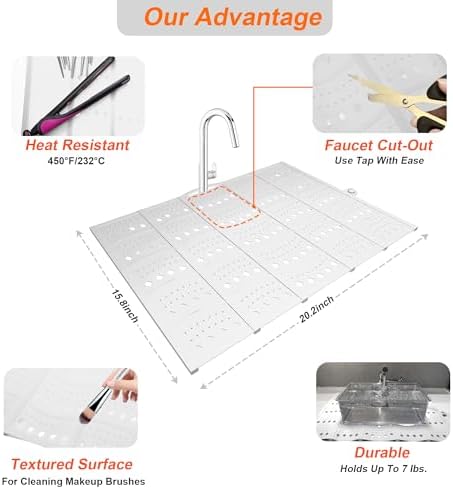 Mofason Bathroom Sink Top Cover - Silicone Foldable Sink Makeup Mat White