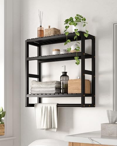 Galood Over The Toilet Storage Bathroom Shelves Wall Mounted 3 Tier Black