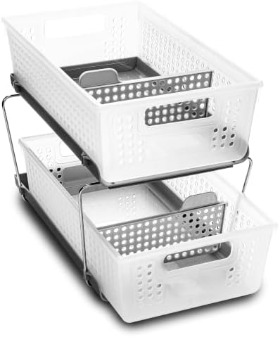 madesmart Two Tier Pull Out Organizer, Frost