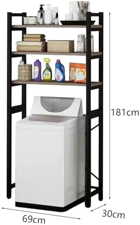HEVIRGO Over The Toilet Storage 3-Tier Bathroom Organizer Shelves Over Toilet Freestanding Toilet Storage Rack Iron Toilet Stand Laundry Rack (Shipped from The USA) Black