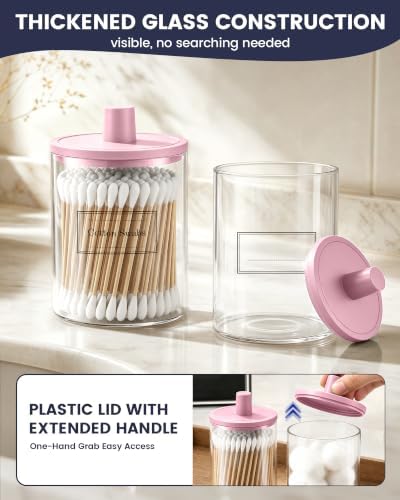 Glass Qtip Holder Dispenser - 4 Pack, Bathroom Decor and Organizer