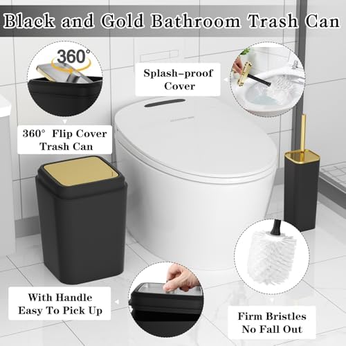 XLHOMO Bathroom Set, Black Bathroom Set, 9 PC Black and Gold Bathroom Set
