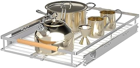 Pull-Out Cabinet Organizer, Stainless, 12.1-18.4 In, 1 Pack