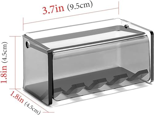 Toothbrush Holder Wall Mounted with Cover for Bathroom, 4 Slots Toothbrush Storage Organizer for Shower, Self Adhesive Toothbrush Hanger Rack for Dorm, Cabinet (Gray Clear)
