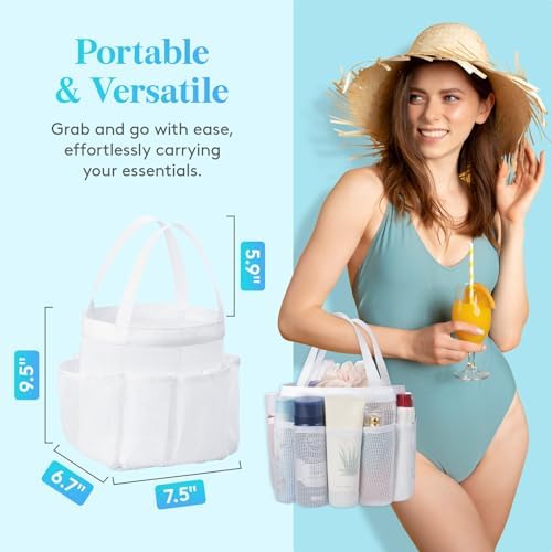 Lifewit Mesh Shower Caddy Portable, Dorm Room Essentials, 1 Pack, White