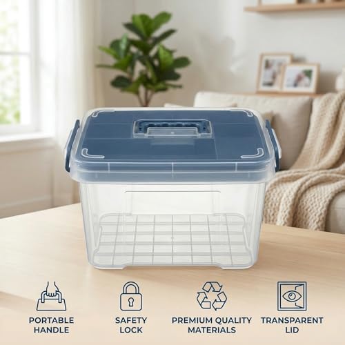 Pulseplay Clear Medicine Storage Box with Handle Blue