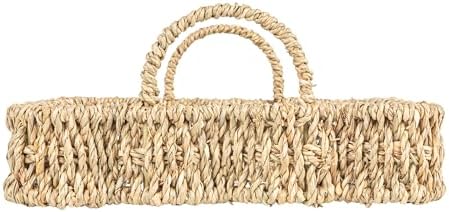 Household Essentials Woven Seagrass Scalloped Rectangular Trays, Set of 2, Natural