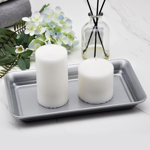 SheeChung Metal Vanity Tray, Bathroom Counter Storage Tray, Gray