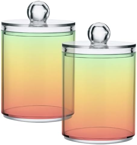 Gredecor 4 Pack Gradients Peach Qtip Holder Organizer Dispenser Clear Bathroom Storage Canister Cotton Ball Holder Bathroom Containers for Cotton Swabs/Pads/Floss