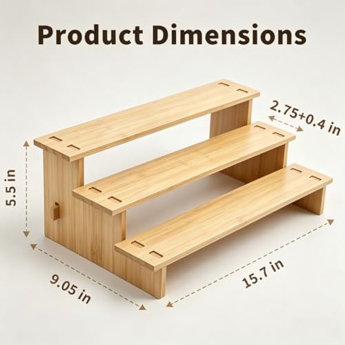 3-Tier stepped Spice Rack Organizer for Cabinets,Countertop & Pantries